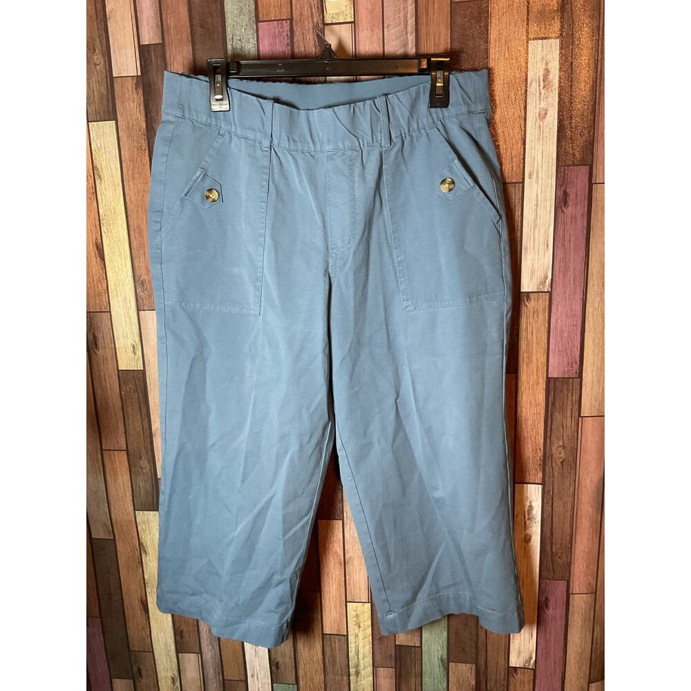 AnyBody Pants Womens Sky Blue Capri Pull on Relaxed Wide Leg Size Medium Petite